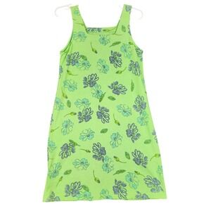 Fresh Produce Green Floral Sleeveless Square Neck Casual Dress Women's Size S